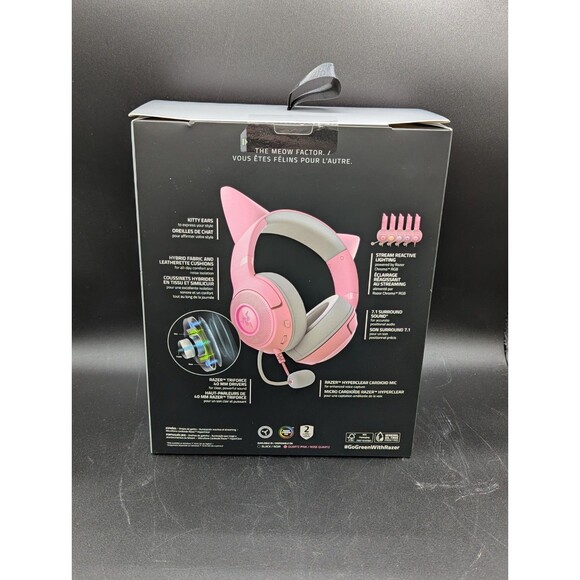 Razer Kraken Kitty V2 Pink Quartz Edition USB Gaming Headset RGB Kitty Ears New - Picture 3 of 6